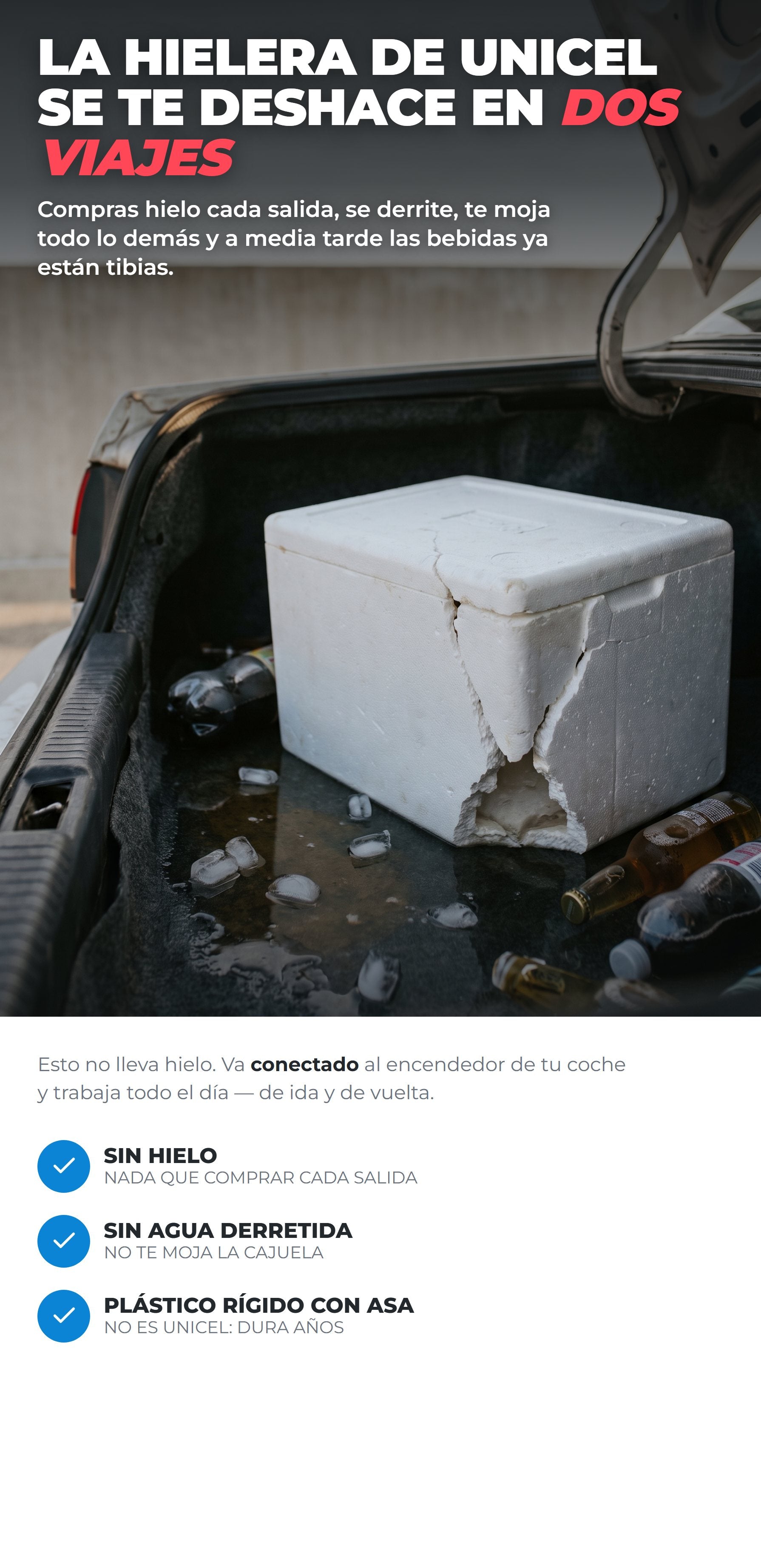 Hielera de unicel rota