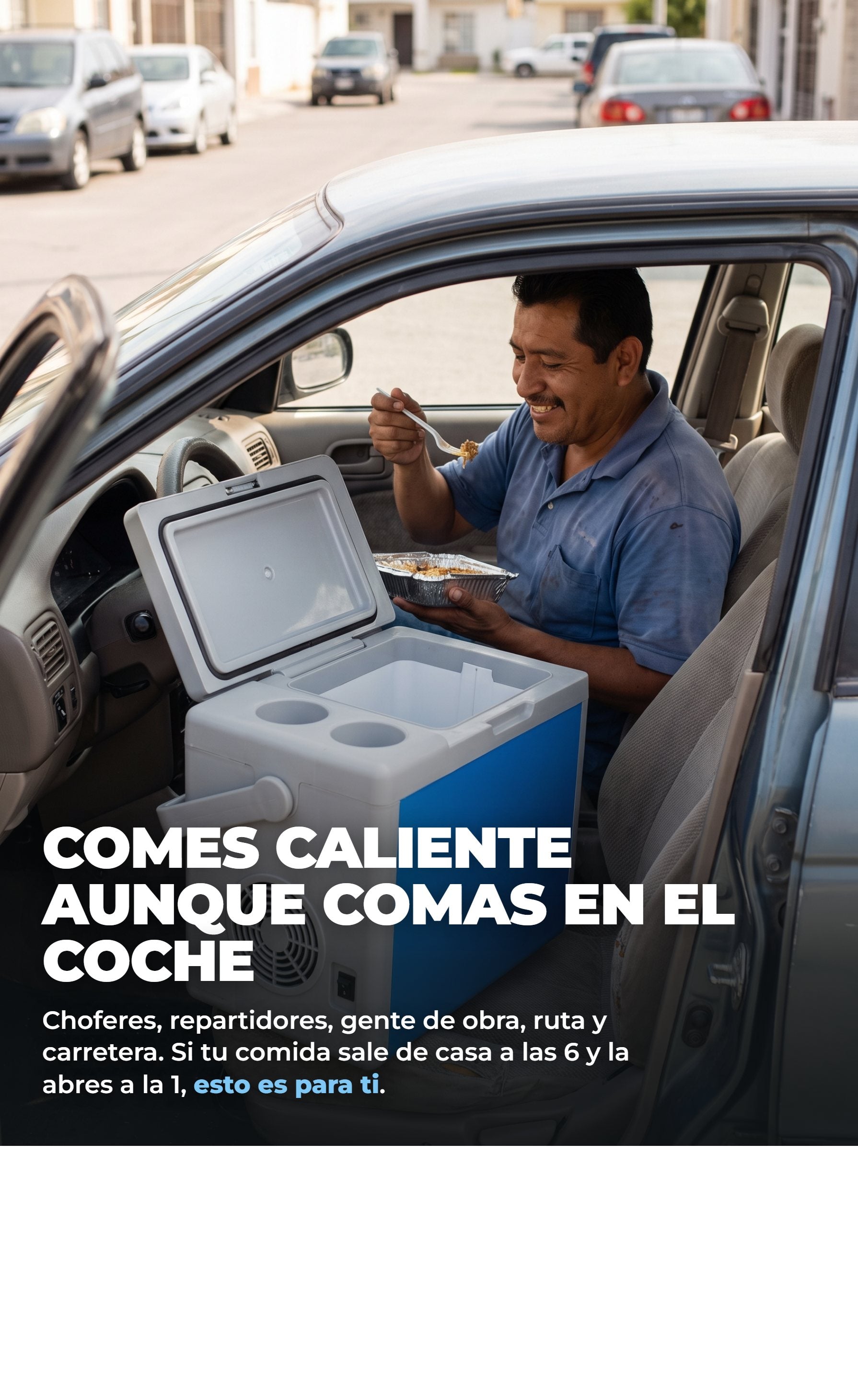Comiendo caliente en el coche